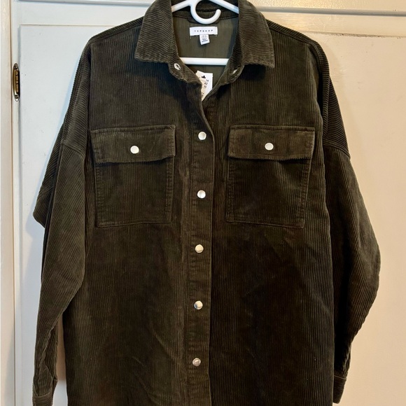(NWT) Topshop Army Green Corduroy Utility Jacket - Picture 3 of 5